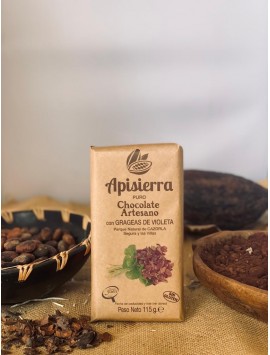 Chocolate 70% con Grageas de Violeta 115 gr.